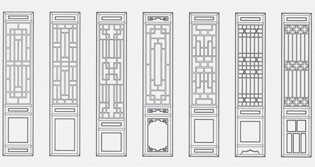 栖霞常用中式仿古花窗图案隔断设计图